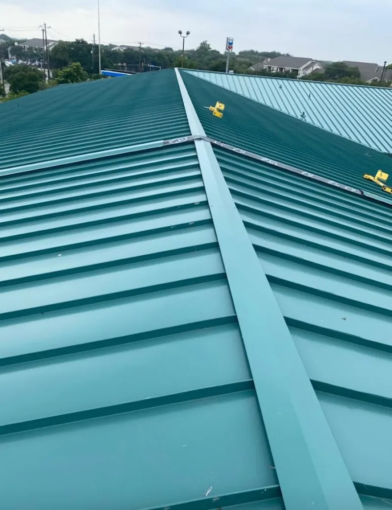 Green commercial metal roof ridge and valley for Metal Roof Repair in Kendale Lakes